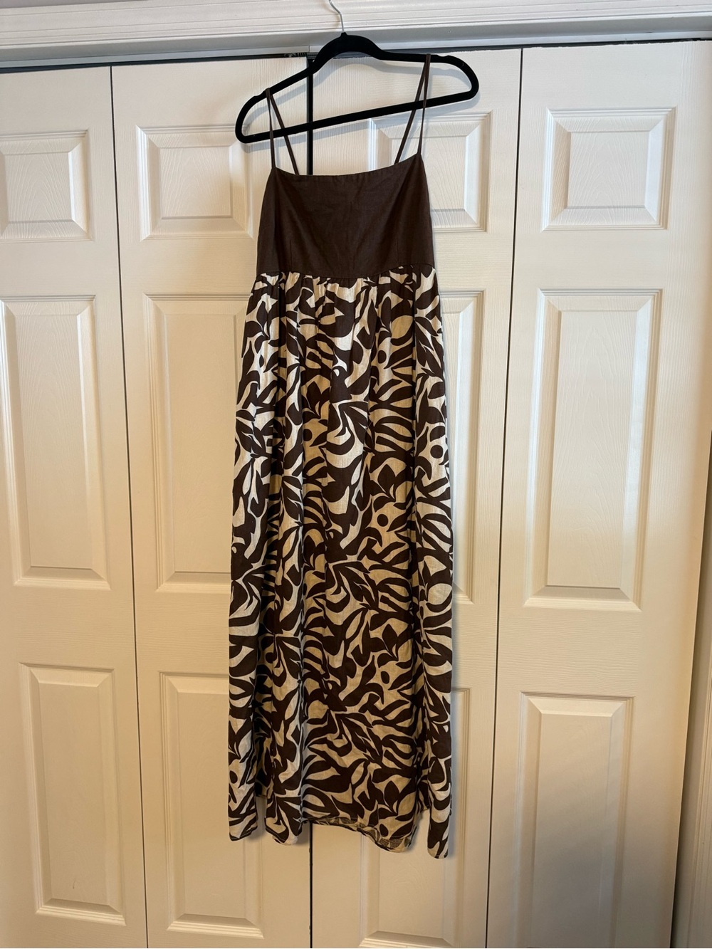 Abercrombie & Fitch Brown and Cream Printed Maxi Dress